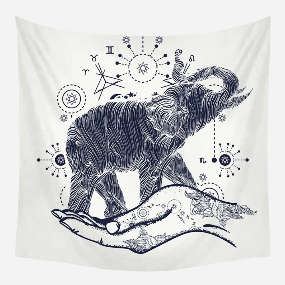 Black & White Elephant Tapestry